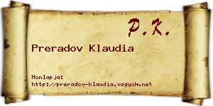 Preradov Klaudia névjegykártya